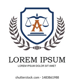 logo design about law with a circular shield and rice symbol