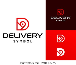 Logo design about letter D monogram and location icon.

