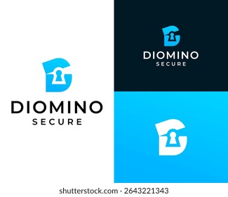 Logo design about letter D monogram and keyhole.