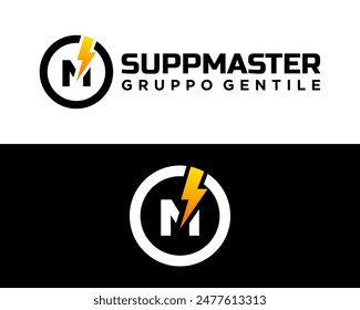 Logo design about letter M monogram and electric power company.

