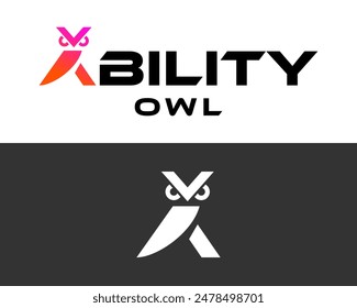 Logo design about letter A monogram and owl.