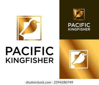 Logo design about letter P monogram and pacific kingfisher.

