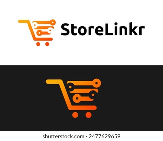 Logo design about letter S monogram, online shopping cart and connectivity.