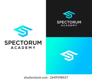 Logo design about letter S monogram academy hat.