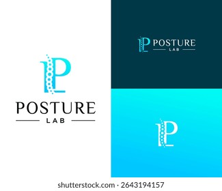 Logo design about letters PL spine chiropractor medical.