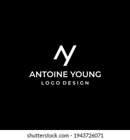 Diseño del logotipo de las letras A e Y sobre fondo oscuro.
EPS10, Vector.
