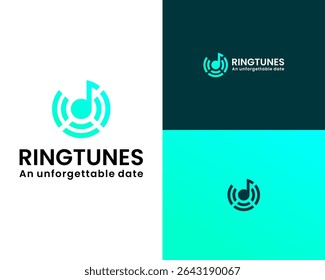 Design de logotipo sobre áudio de notas musicais.