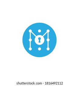 Logo-Design über Netzwerk, Community und sicheres Muster, Vektorgrafik 