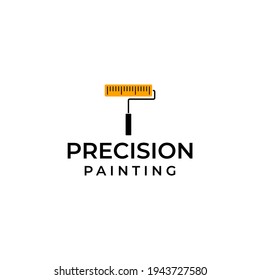 Logo design about roll paint brush and ruler on white background.
EPS10, Vector.