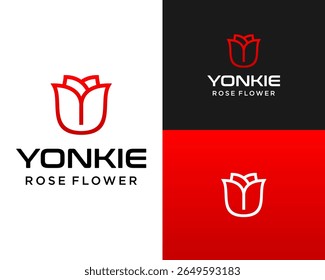 Logo design about rose flower and letter Y.