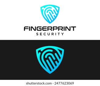 Logo design about security shield and fingerprint.