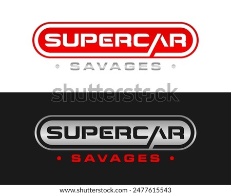 Logo design about supercar writing in a masculine emblem.
