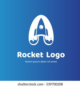 Logo design abstract astronomy vector simple flat template. Logo design rocket vector template