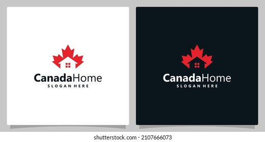 Diseño de logotipo hoja de arce canadá abstracta con vector de diseño de logotipo para casa o hogar