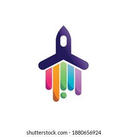 logo design of abstract colorful paint rocket. suitable for your business, company, etc. a unique, exclusive, elegant, professional, clean, simple, modern logo. It would be perfect for your company.