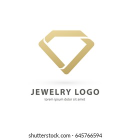 Modelo de vetor de diamante abstrato de design de logotipo. Ilustração design de logotipo negócio símbolo de joias de luxo. Ícone da Web de acessórios de diamante vetorial.