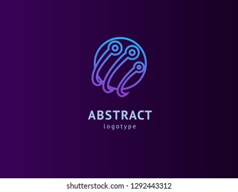 Logo design abstract digital technology vector template. Illustration design of logotype business web marketing. Vector mobile app web icon.