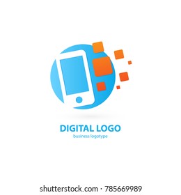 Logo design abstract digital technology vector template. Illustration design of logotype business web marketing. Vector mobile app web icon.