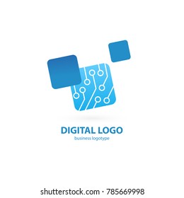 Logo design abstract digital technology vector template. Illustration design of logotype business web marketing. Vector mobile app web icon.
