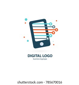 Logo design abstract digital technology vector template. Illustration design of logotype business web marketing. Vector mobile app web icon.
