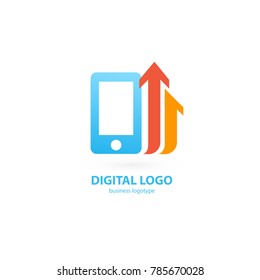 Logo design abstract digital technology vector template. Illustration design of logotype business web marketing. Vector mobile app web icon.