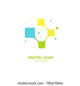 Logo design abstract digital technology vector template. Illustration design of logotype business web marketing. Vector mobile app web icon.