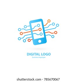 Logo design abstract digital technology vector template. Illustration design of logotype business web marketing. Vector mobile app web icon.
