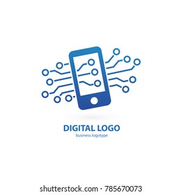 Logo design abstract digital technology vector template. Illustration design of logotype business web marketing. Vector mobile app web icon.
