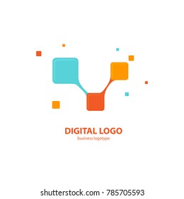 Logo design abstract digital technology vector template. Illustration design of logotype business web marketing. Vector mobile app web icon.