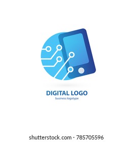 Logo design abstract digital technology vector template. Illustration design of logotype business web marketing. Vector mobile app web icon.