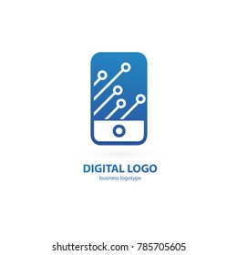 Logo design abstract digital technology vector template. Illustration design of logotype business web marketing. Vector mobile app web icon.
