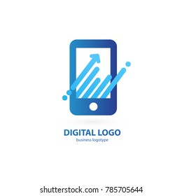 Logo design abstract digital technology vector template. Illustration design of logotype business web marketing. Vector mobile app web icon.