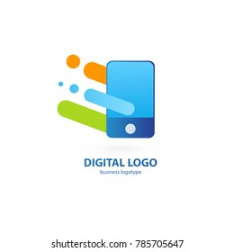 Logo design abstract digital technology vector template. Illustration design of logotype business web marketing. Vector mobile app web icon.