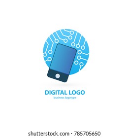 Logo design abstract digital technology vector template. Illustration design of logotype business web marketing. Vector mobile app web icon.