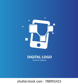 Logo design abstract digital technology vector template. Illustration design of logotype business web marketing. Vector mobile app web icon.