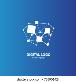 Logo design abstract digital technology vector template. Illustration design of logotype business web marketing. Vector mobile app web icon.
