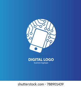 Logo design abstract digital technology vector template. Illustration design of logotype business web marketing. Vector mobile app web icon.
