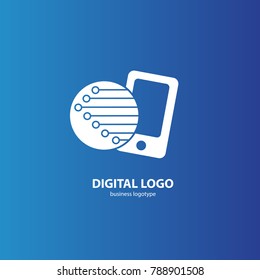 Logo design abstract digital technology vector template. Illustration design of logotype business web marketing. Vector mobile app web icon.