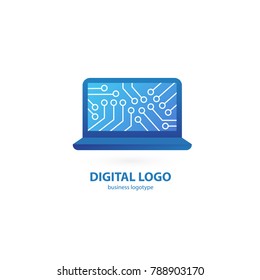 Logo design abstract digital technology vector template. Illustration design of logotype business web marketing. Vector computer web icon.