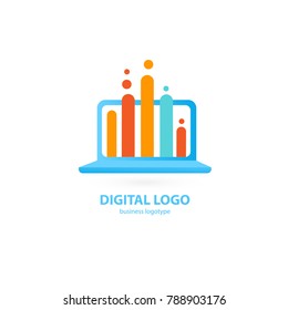 Logo design abstract digital technology vector template. Illustration design of logotype business web marketing. Vector computer web icon.