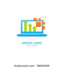 Logo design abstract digital technology vector template. Illustration design of logotype business web marketing. Vector computer web icon.