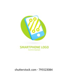 Logo design abstract digital technology vector template. Illustration design of logotype business web marketing. Vector smartphone web icon.