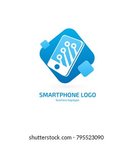 Logo design abstract digital technology vector template. Illustration design of logotype business web marketing. Vector smartphone web icon.