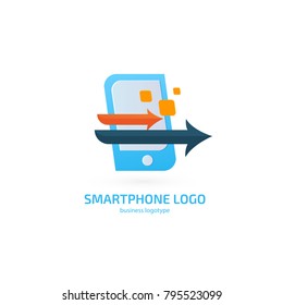 Logo design abstract digital technology vector template. Illustration design of logotype business web marketing. Vector smartphone web icon.
