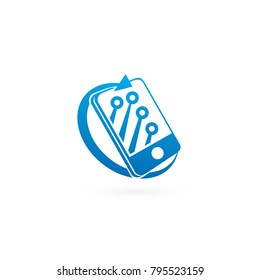 Logo design abstract digital technology vector template. Illustration design of logotype business web marketing. Vector smartphone web icon.