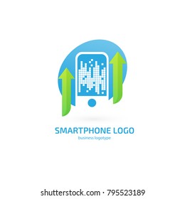 Logo design abstract digital technology vector template. Illustration design of logotype business web marketing. Vector smartphone web icon.