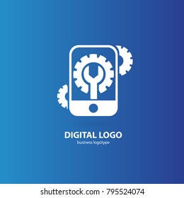 Logo design abstract digital technology vector template. Illustration design of logotype business web marketing. Vector smartphone web icon.