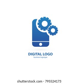 Logo design abstract digital technology vector template. Illustration design of logotype business web marketing. Vector smartphone web icon.