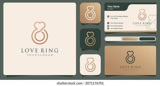 Plantilla de vector de compromiso abstracto de diseño de logotipos. Ilustración diseño del logotipo de joyería de lujo de negocios. El anillo de diamantes vectores ama el icono web.