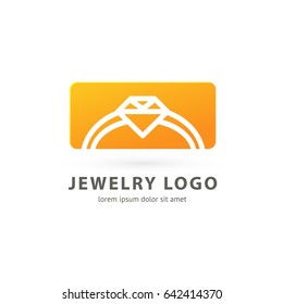 Logo design abstract engagement vector template. Illustration design of logotype business luxury jewelry symbol. Vector diamond ring line web icon.